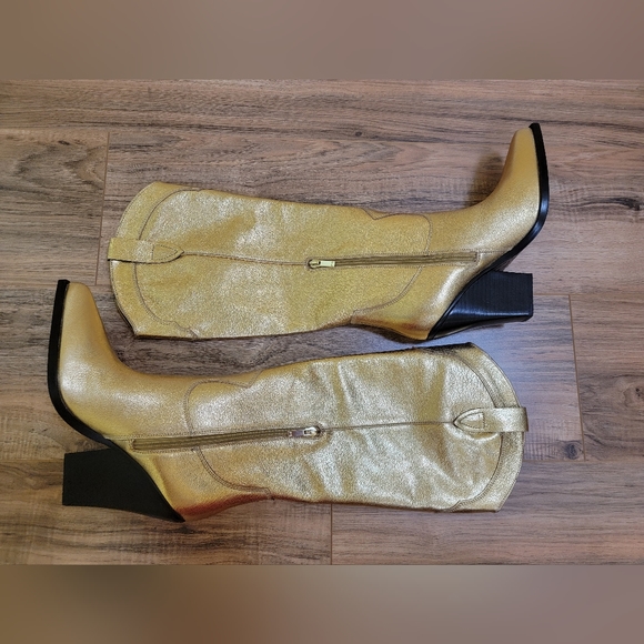 Marc Fisher LTD, Nalita Pointed Toe Western Boot, gold, size US 8.5 - Picture 8 of 13